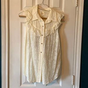 Anthropologie sleeveless ruffle blouse